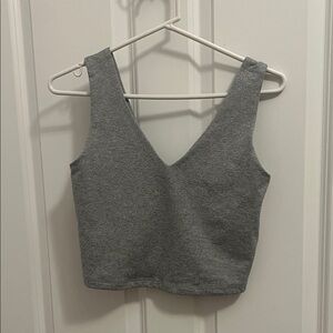 Old Navy Gray V-Neck Crop Top